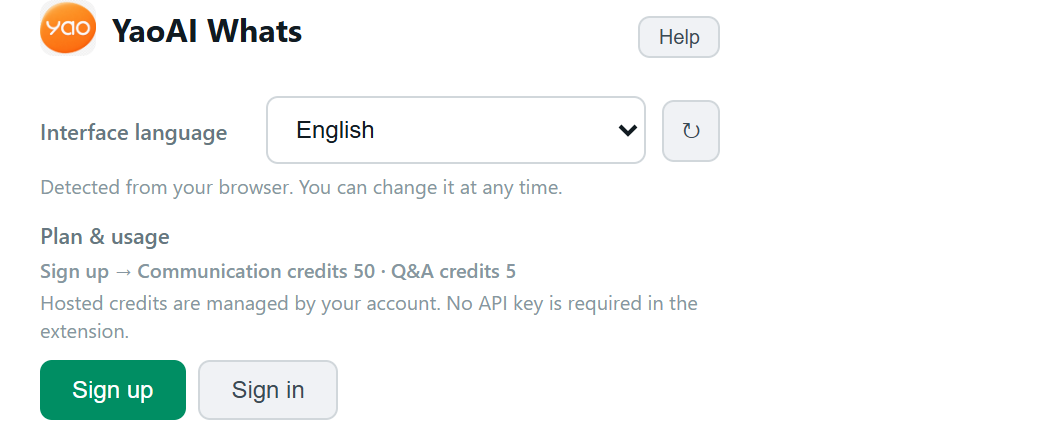 YaoAI Whats account and credits