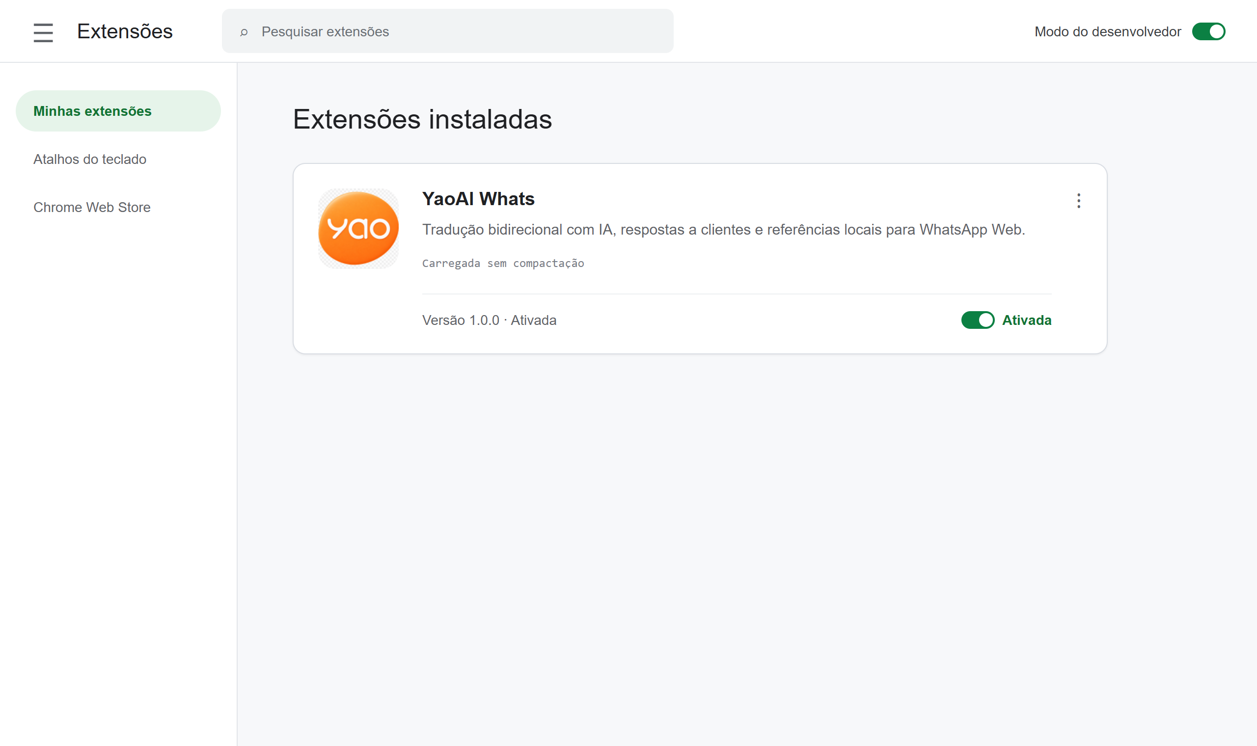 Instale a extensão