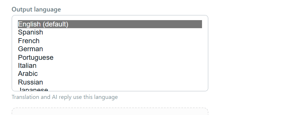 Target language list in YaoAI Whats