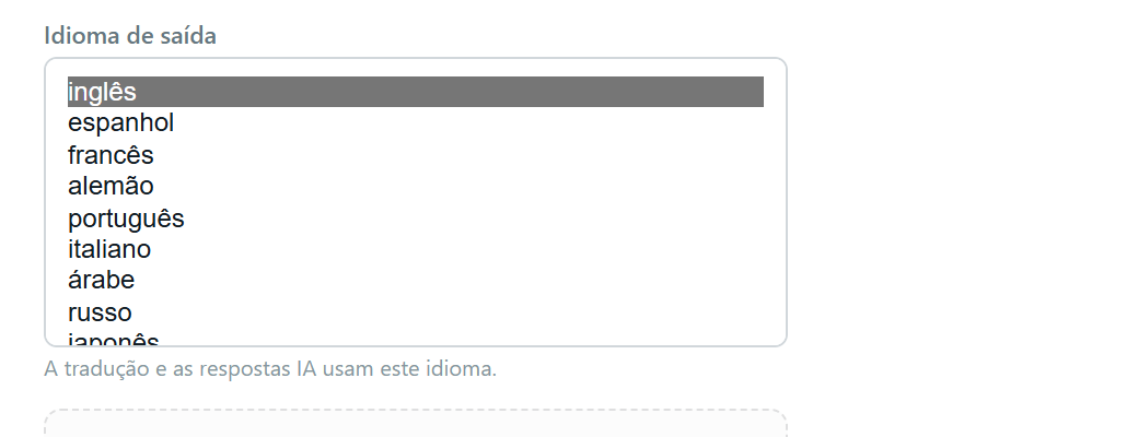 Idioma de saída