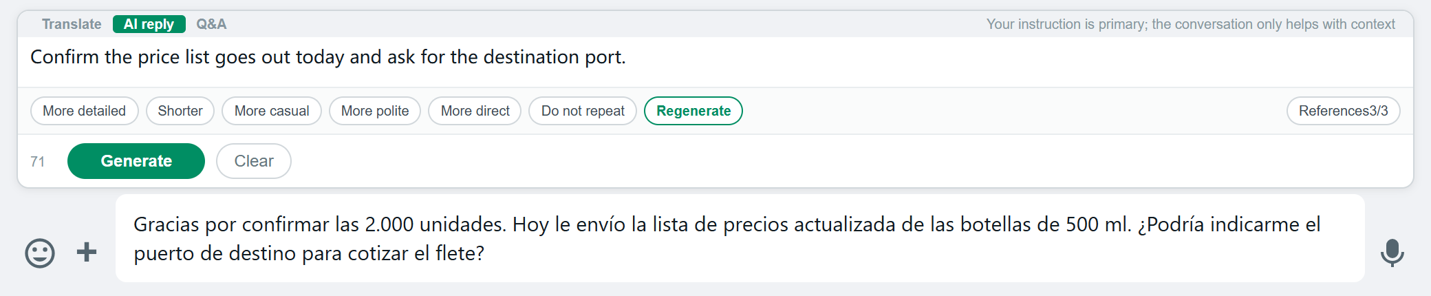 AI Reply panel in YaoAI Whats